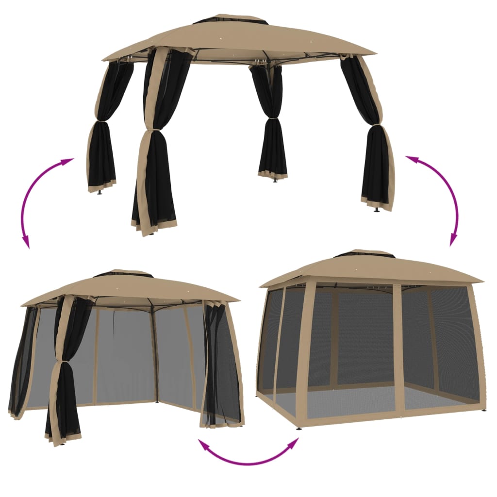 Κιόσκι με Διπλούς Τοίχους/Δίχτυ Taupe 2,93x2,93 μ. από Ατσάλι