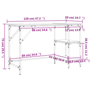 Γραφείο Μαύρο 120 x 50 x 75 εκ. από Μέταλλο&Επεξεργασμένο Ξύλο
