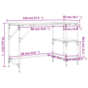 Γραφείο Γκρι Sonoma 120x50x75 εκ. Μέταλλο & Επεξεργασμένο Ξύλο - Pakobazaar