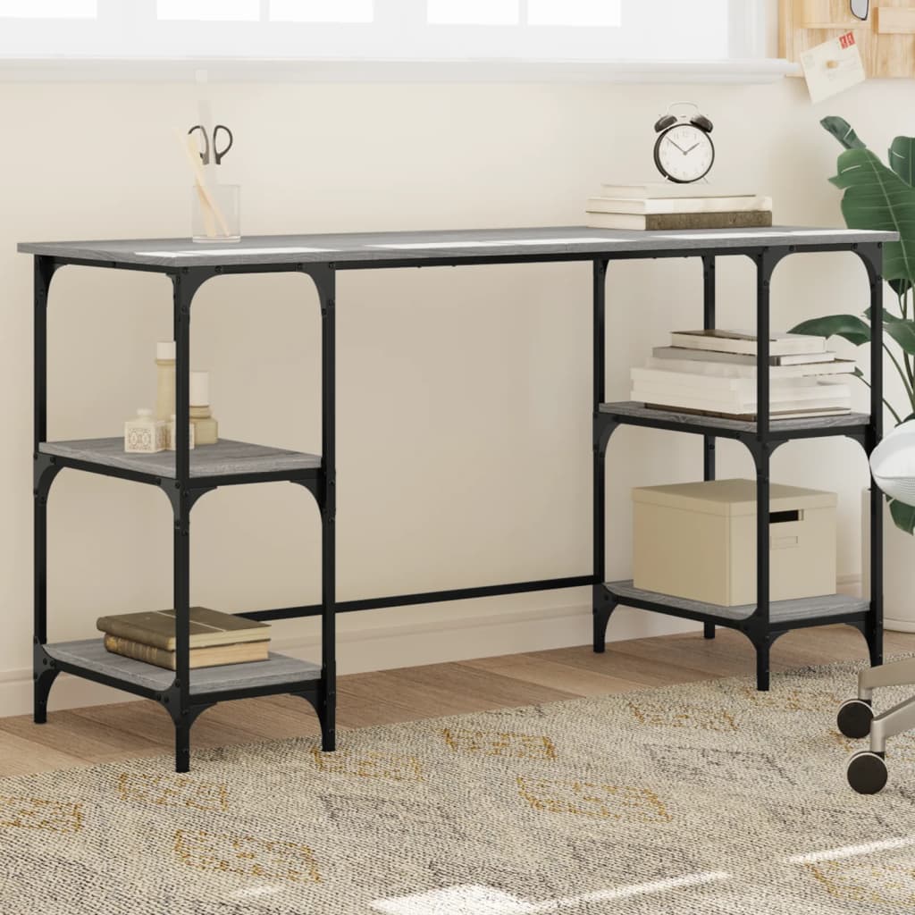 Γραφείο Γκρι Sonoma 140x50x75 εκ. Μέταλλο & Επεξεργασμένο Ξύλο - Pakobazaar