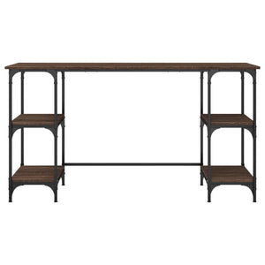 Γραφείο Καφέ Δρυς 140x50x75 εκ. Μέταλλο & Επεξεργασμένο Ξύλο
