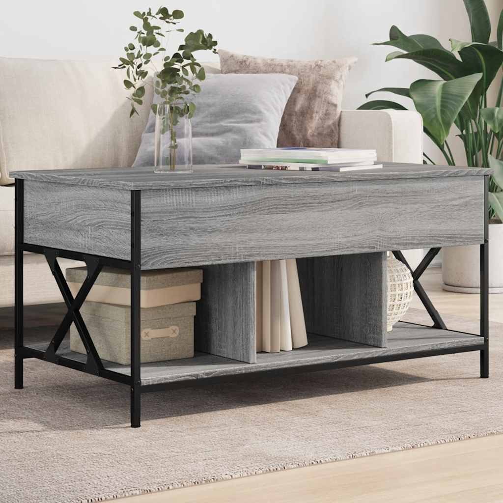 Τραπεζάκι Σαλονιού Γκρι Sonoma 100x55x50 εκ. Επεξ. Ξύλο/Μέταλλο - Pakobazaar