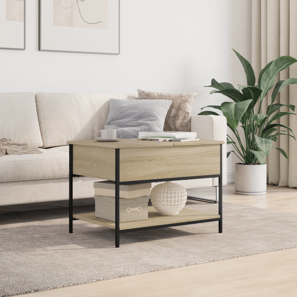 Τραπεζάκι Σαλονιού Sonoma Δρυς 70x50x50 εκ. Επ. Ξύλο & Μέταλλο