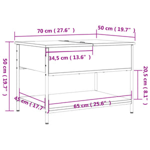 Τραπεζάκι Σαλονιού Γκρι Sonoma 70x50x50 εκ. Επεξ. Ξύλο/Μέταλλο
