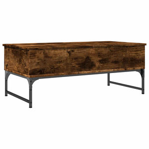 Τραπεζάκι Σαλονιού Καπνιστή Δρυς 100x50x40 εκ. Επ. Ξύλο&Μέταλλο