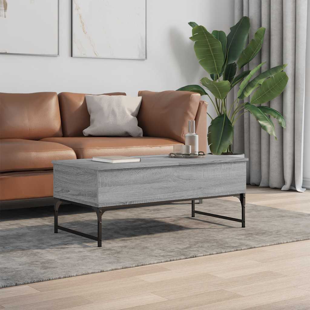 Τραπεζάκι Σαλονιού Γκρι Sonoma 100x50x40 εκ. Επ. Ξύλο & Μέταλλο