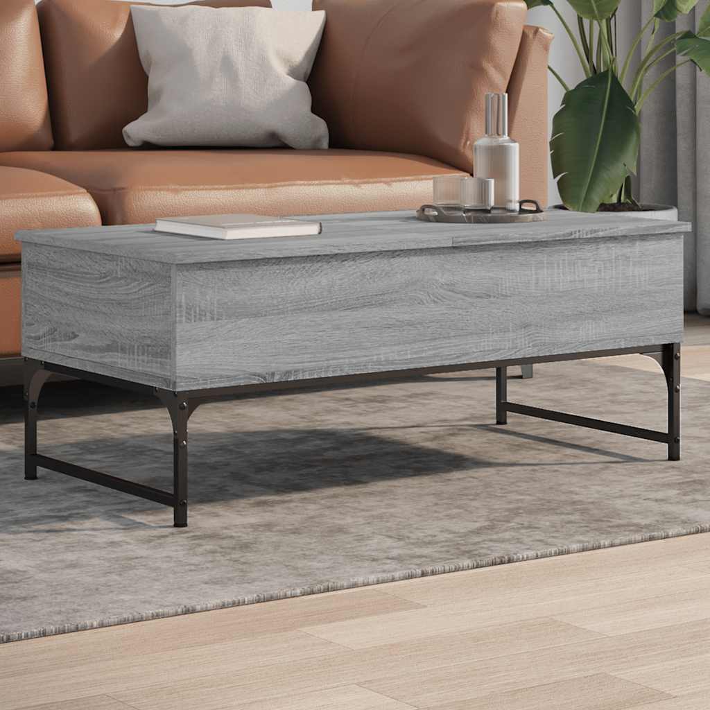 Τραπεζάκι Σαλονιού Γκρι Sonoma 100x50x40 εκ. Επ. Ξύλο & Μέταλλο