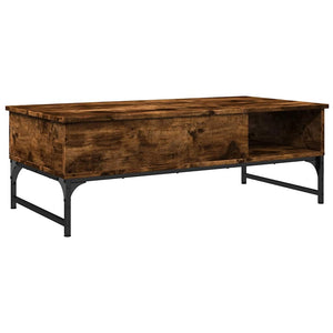 Τραπεζάκι Σαλονιού Καπνιστή Δρυς 100x50x35 εκ. Επ. Ξύλο/Μέταλλο
