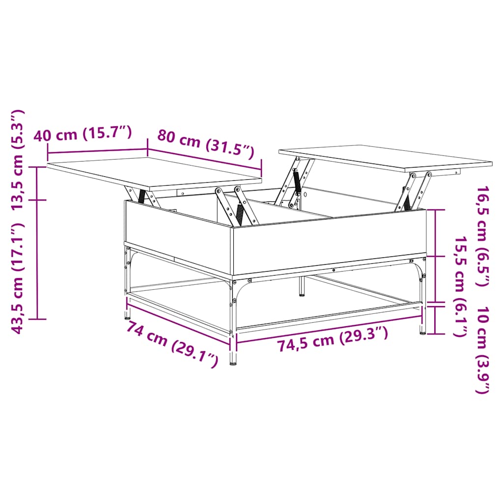 Τραπεζάκι Σαλονιού Γκρι Sonoma 80x80x45 εκ. Επεξ. Ξύλο/Μέταλλο