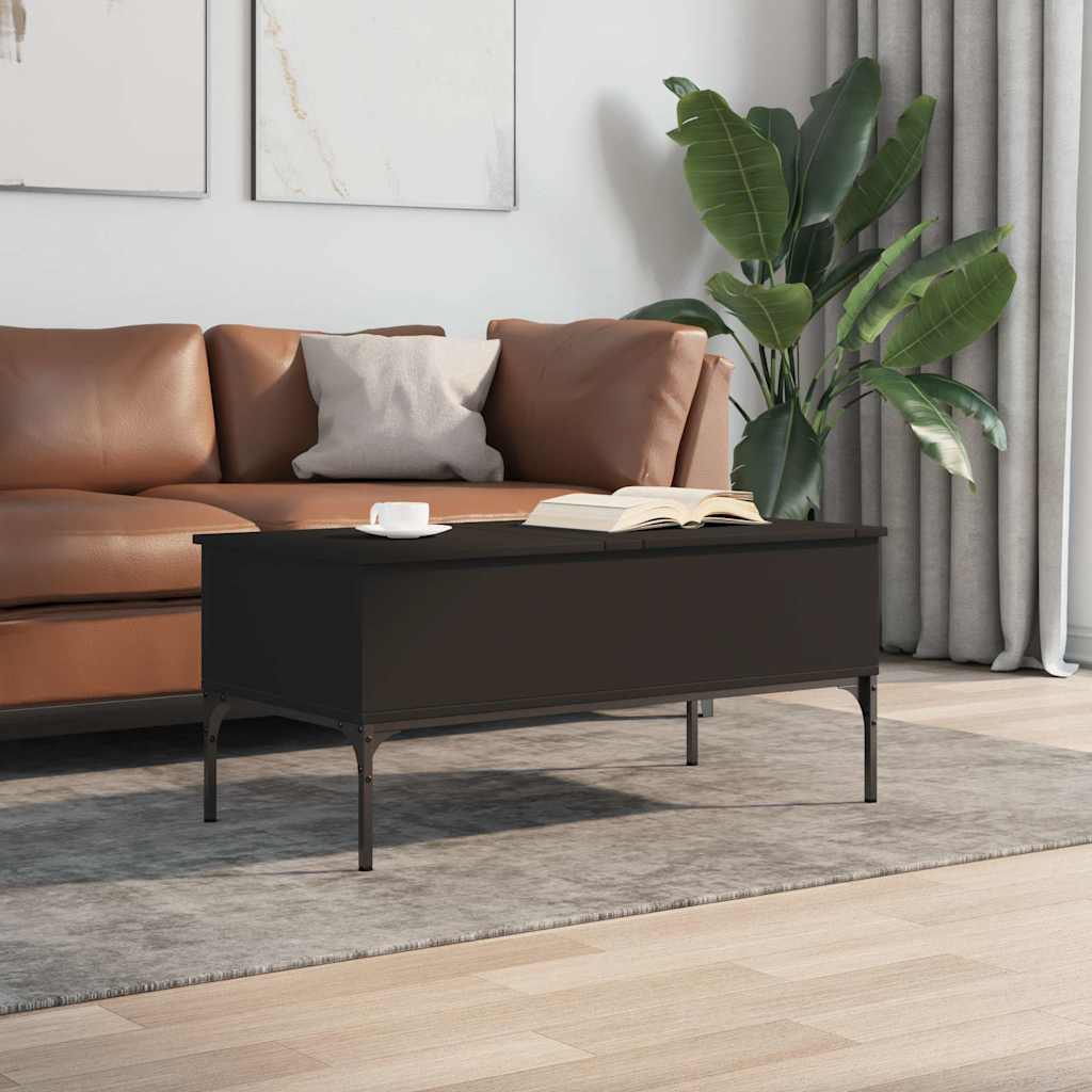 Τραπεζάκι Σαλονιού Μαύρο 100x50x45 εκ. Επεξ. Ξύλο & Μέταλλο