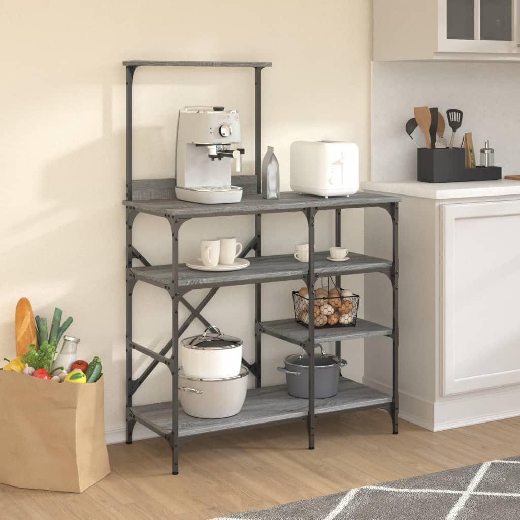 Ραφιέρα Κουζίνας Γκρι Sonoma 90x40x132 εκ. Επεξ. Ξύλο/Μέταλλο