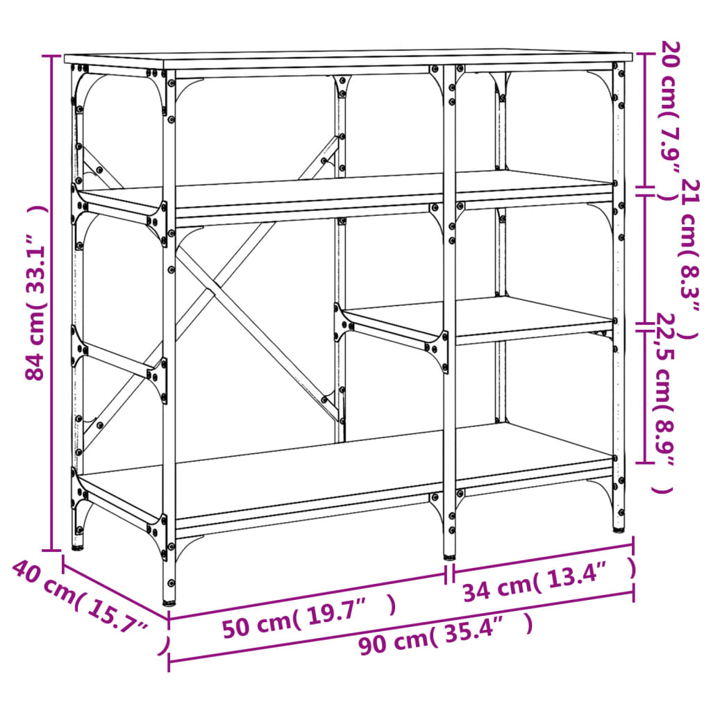 Ραφιέρα Κουζίνας Μαύρη 90x40x84 εκ. Επεξ. Ξύλο και Μέταλλο