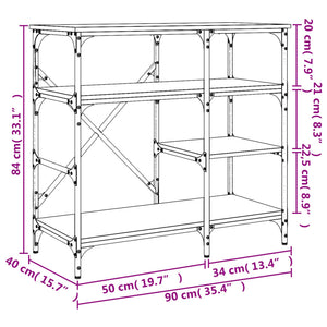 Ραφιέρα Κουζίνας Καπνιστή Δρυς 90x40x84 εκ. Επεξ. Ξύλο/Μέταλλο