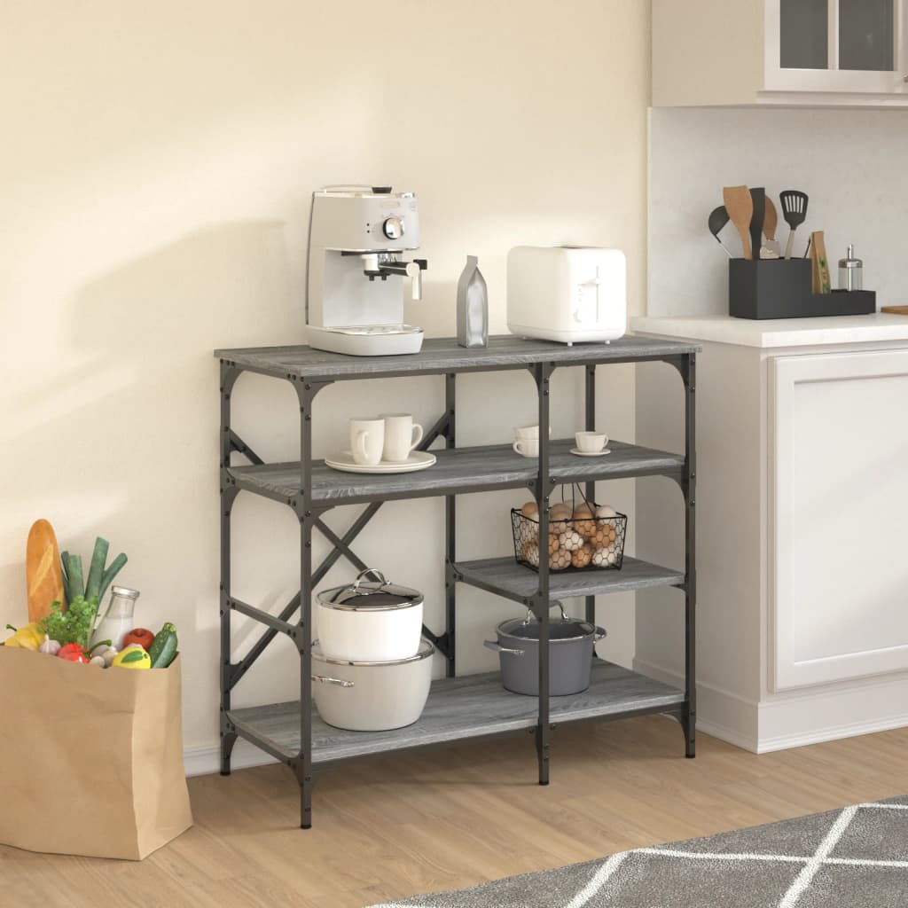 Ραφιέρα Κουζίνας Γκρι Sonoma 90x40x84 εκ. Επεξ. Ξύλο/Μέταλλο