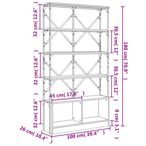 Βιβλιοθήκη Sonoma Δρυς 100x26x180 εκ. Επεξεργ. Ξύλο & Μέταλλο