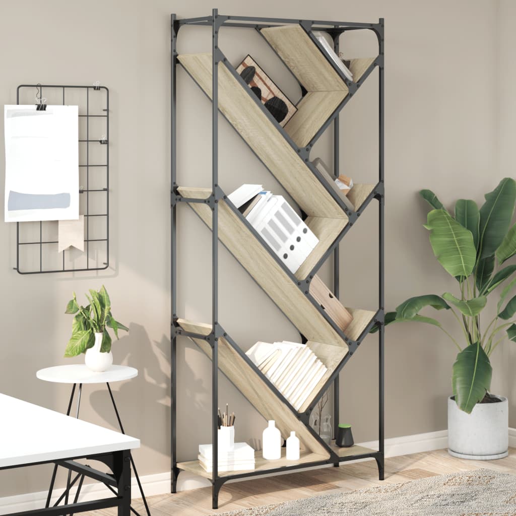 Βιβλιοθήκη Sonoma Δρυς 79x30x180 εκ. Επεξεργ. Ξύλο & Μέταλλο