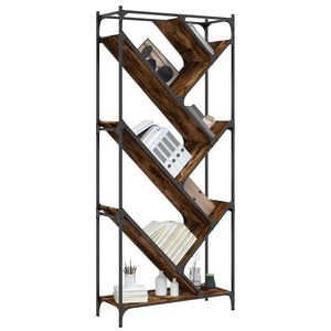 Βιβλιοθήκη Καπνιστή Δρυς 79x30x180 εκ. Επεξεργ. Ξύλο & Μέταλλο