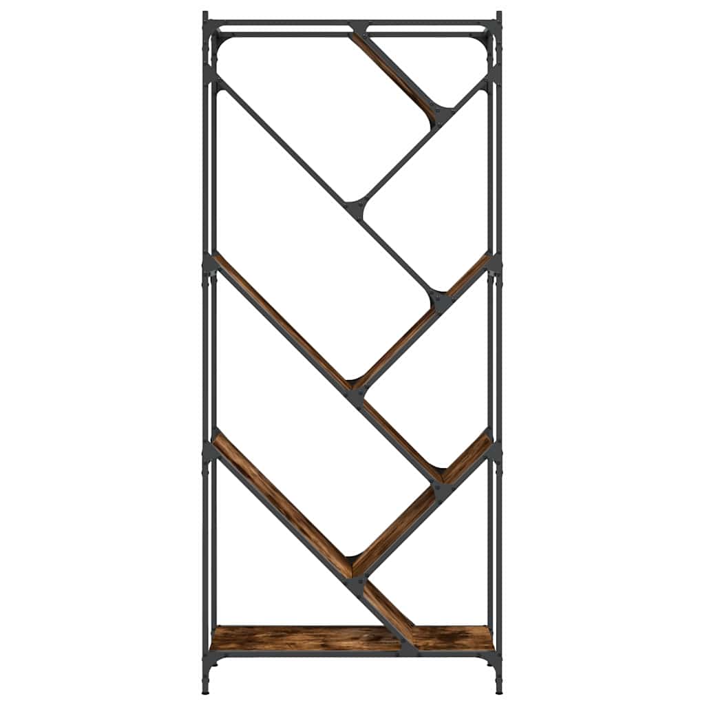 Βιβλιοθήκη Καπνιστή Δρυς 79x30x180 εκ. Επεξεργ. Ξύλο & Μέταλλο