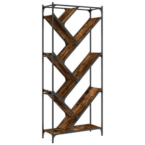 Βιβλιοθήκη Καπνιστή Δρυς 79x30x180 εκ. Επεξεργ. Ξύλο & Μέταλλο