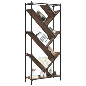 Βιβλιοθήκη Καφέ Δρυς 79x30x180 εκ. Επεξεργ. Ξύλο & Μέταλλο