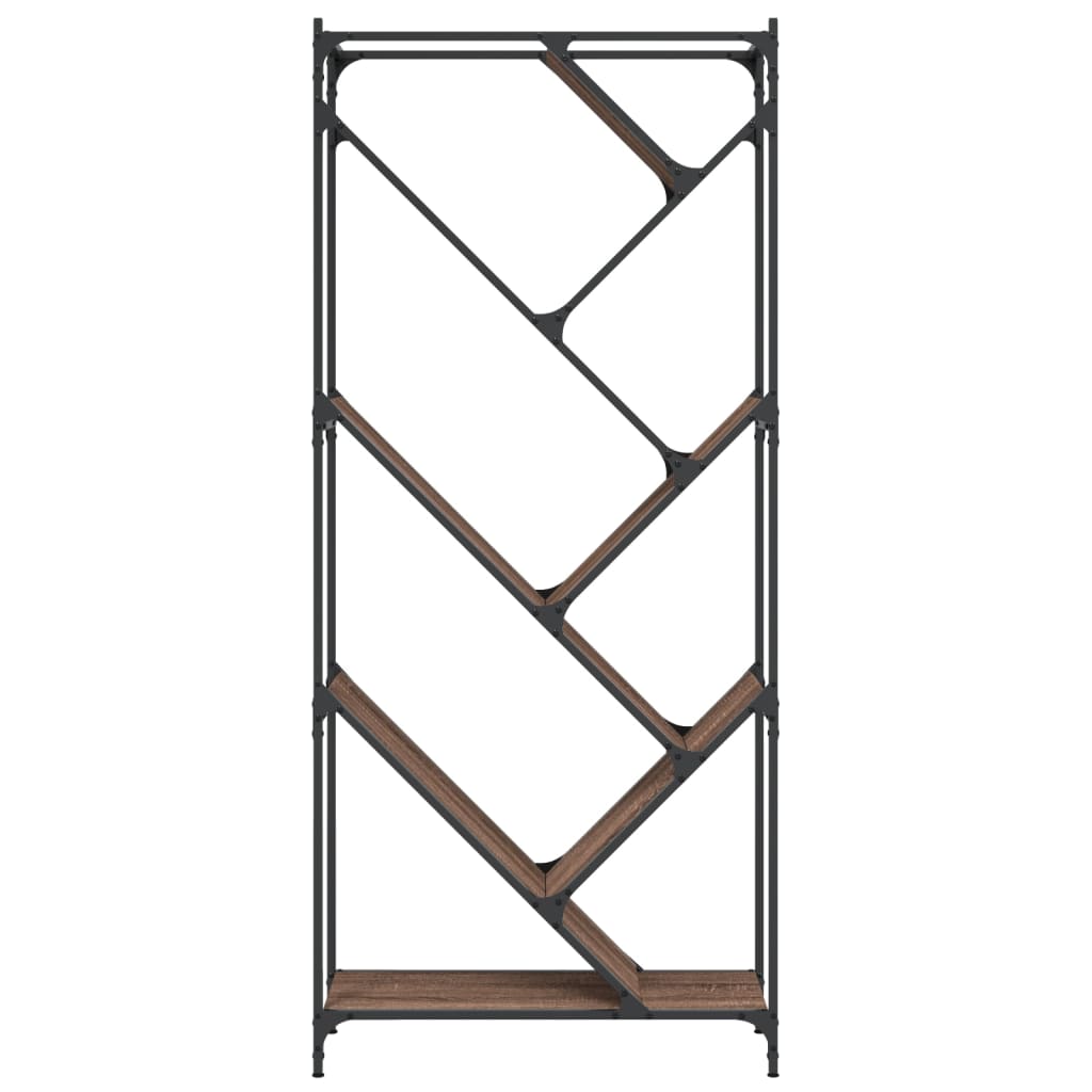 Βιβλιοθήκη Καφέ Δρυς 79x30x180 εκ. Επεξεργ. Ξύλο & Μέταλλο