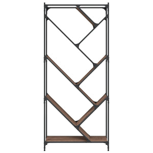 Βιβλιοθήκη Καφέ Δρυς 79x30x180 εκ. Επεξεργ. Ξύλο & Μέταλλο