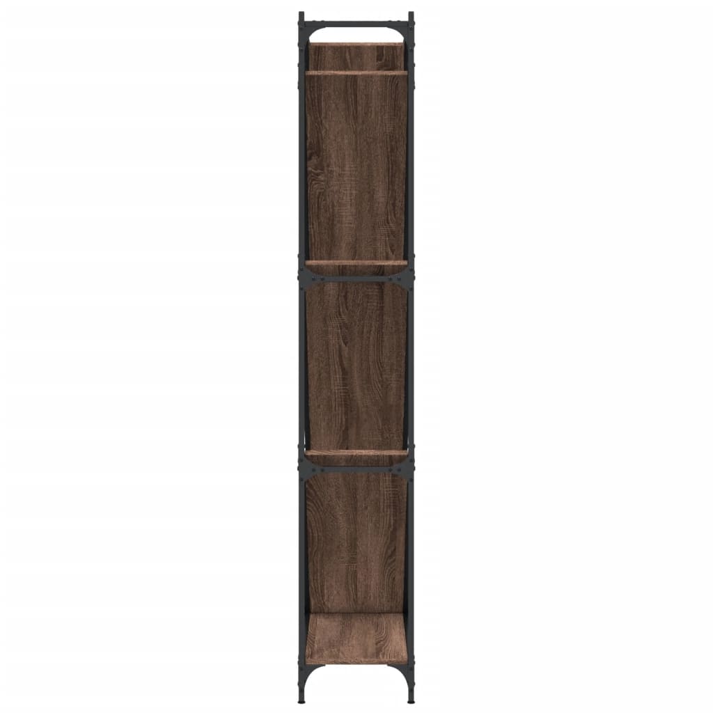 Βιβλιοθήκη Καφέ Δρυς 79x30x180 εκ. Επεξεργ. Ξύλο & Μέταλλο