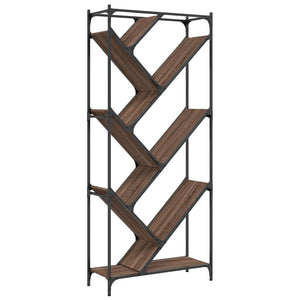 Βιβλιοθήκη Καφέ Δρυς 79x30x180 εκ. Επεξεργ. Ξύλο & Μέταλλο