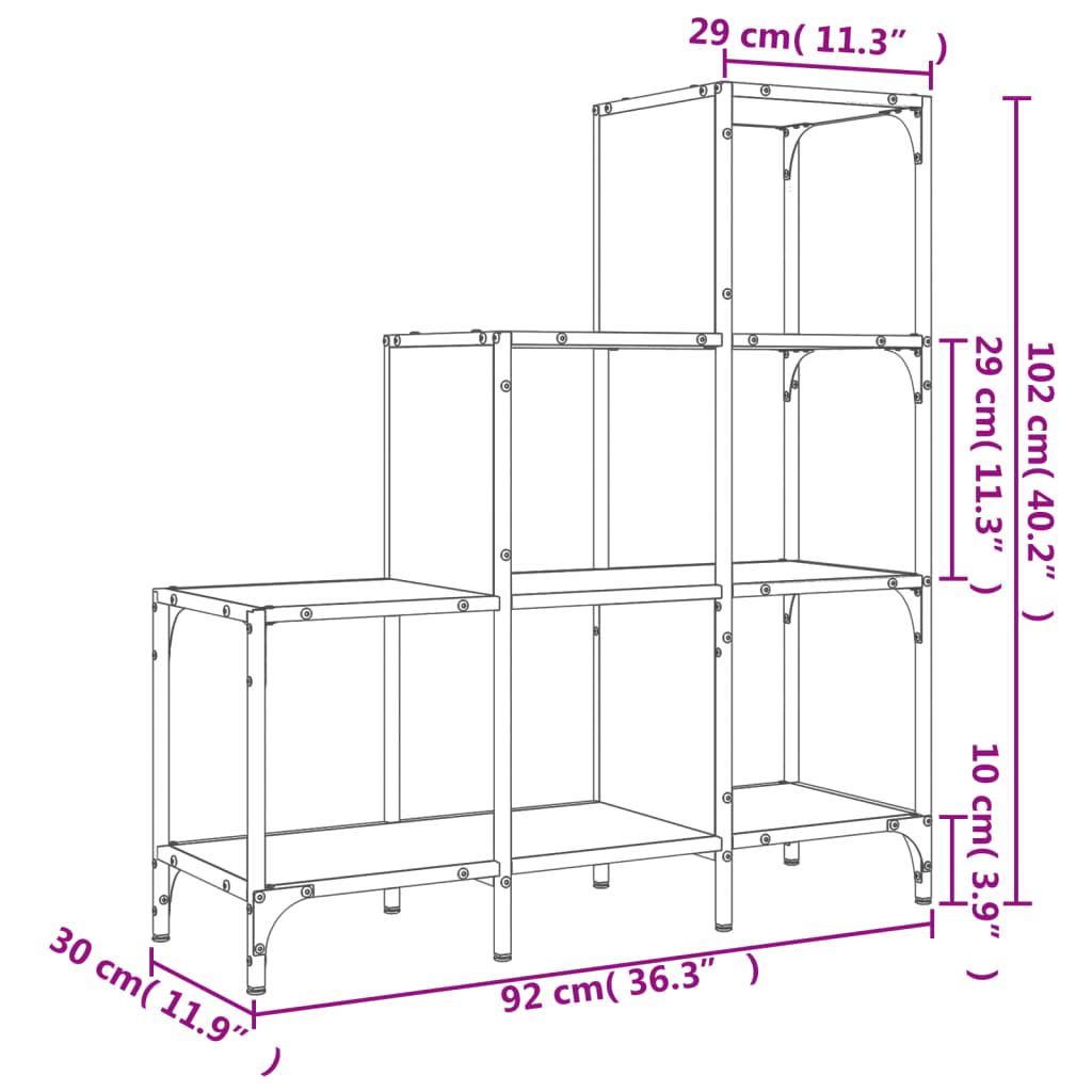 Βιβλιοθήκη Sonoma Δρυς 92x30x102 εκ. Επεξεργ. Ξύλο & Μέταλλο