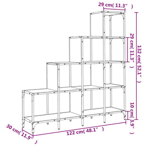 Βιβλιοθήκη Μαύρη 122x30x132 εκ. Επεξεργασμένο Ξύλο & Μέταλλο