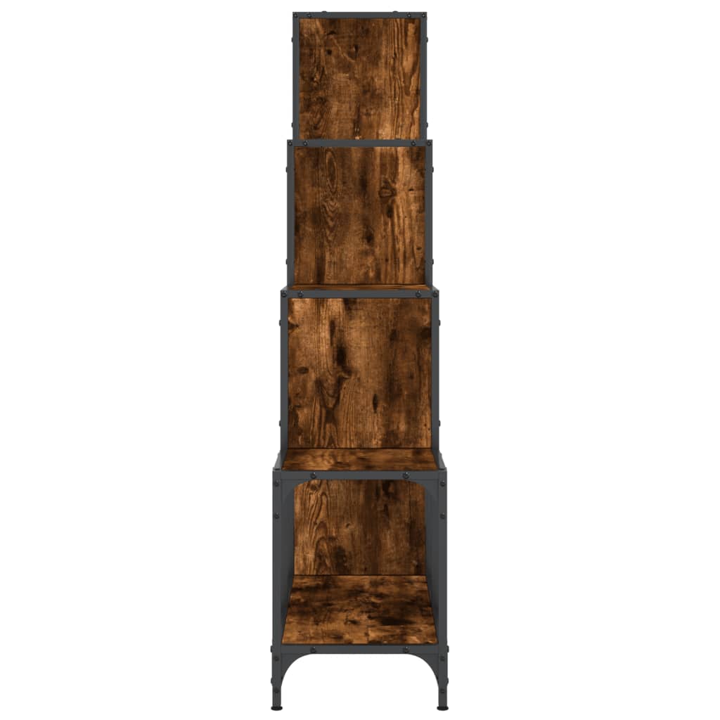 Βιβλιοθήκη Καπνιστή Δρυς 122x30x132 εκ. Επεξεργ. Ξύλο & Μέταλλο