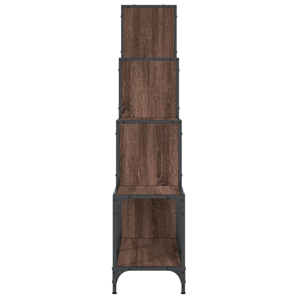 Βιβλιοθήκη Καφέ Δρυς 122x30x132 εκ. Επεξεργ. Ξύλο & Μέταλλο - Pakobazaar