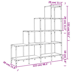Βιβλιοθήκη Καφέ Δρυς 122x30x132 εκ. Επεξεργ. Ξύλο & Μέταλλο - Pakobazaar