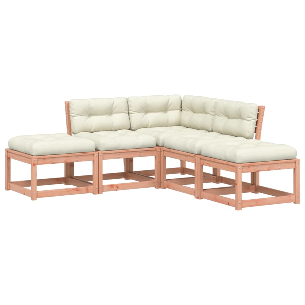 Σαλόνι Κήπου Σετ 5 τεμ. με Μαξιλάρια Μασίφ Ξύλο Ψευδοτσούγκας