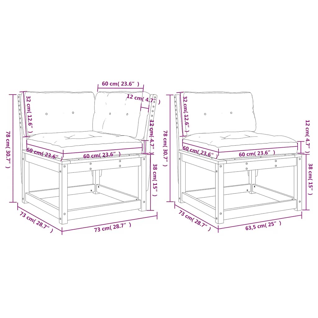 Καναπές Κήπου Σετ 5 Τεμαχίων από Μασίφ Ξύλο Πεύκου με Μαξιλάρια