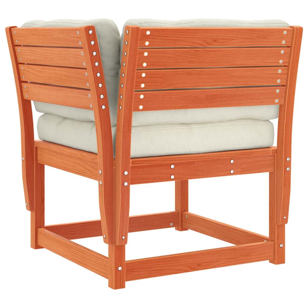 Καναπές Κήπου Σετ 5 τεμ. Καφέ Μασίφ Ξύλο Πεύκου με Μαξιλάρια