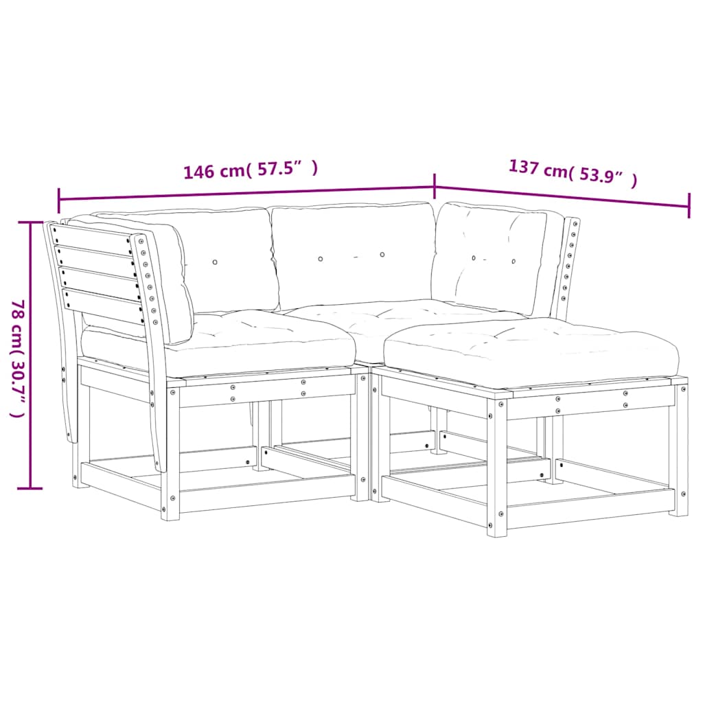 Καναπές Κήπου Σετ 5 τεμ. Καφέ Μασίφ Ξύλο Πεύκου με Μαξιλάρια