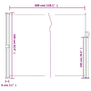 Σκίαστρο Πλαϊνό Συρόμενο Μαύρο 160 x 300 εκ. - Pakobazaar