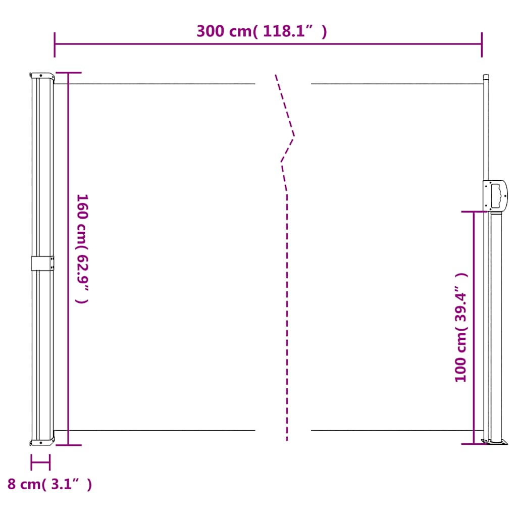 Σκίαστρο Πλαϊνό Συρόμενο Κρεμ 160 x 300 εκ.