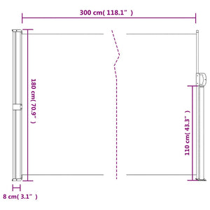 Σκίαστρο Πλαϊνό Συρόμενο Καφέ 180 x 300 εκ.