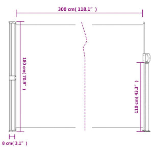 Πτυσσόμενη Πλαϊνή Τέντα Ανθρακί 180x300 εκ. - Pakobazaar
