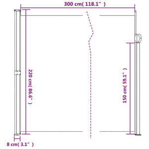 Σκίαστρο Πλαϊνό Συρόμενο Μαύρο 220 x 300 εκ.