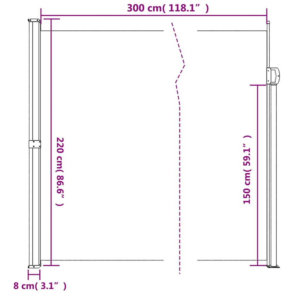 Σκίαστρο Πλαϊνό Συρόμενο Taupe 220 x 300 εκ. - Pakobazaar