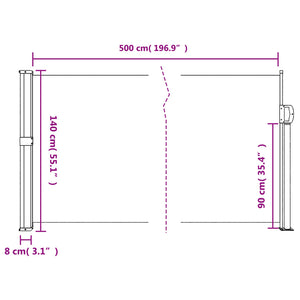 Σκίαστρο Πλαϊνό Συρόμενο Κόκκινο 140 x 500 εκ.