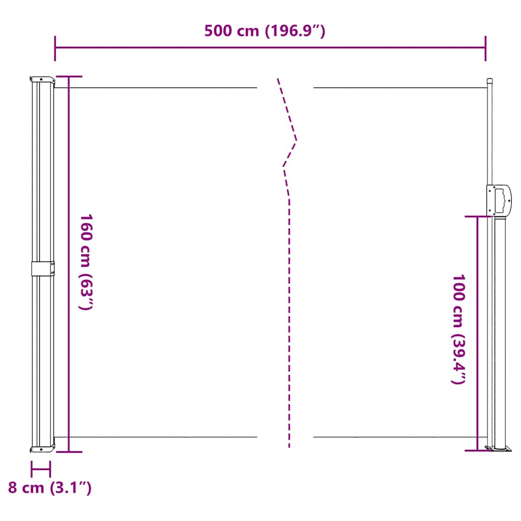 Σκίαστρο Πλαϊνό Συρόμενο Ανθρακί 160 x 500 εκ. - Pakobazaar