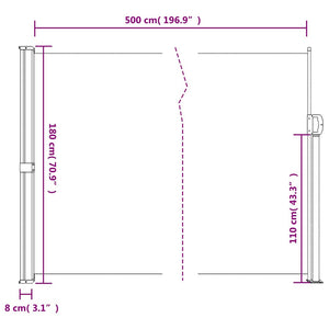 Σκίαστρο Πλαϊνό Συρόμενο Καφέ 180 x 500 εκ.