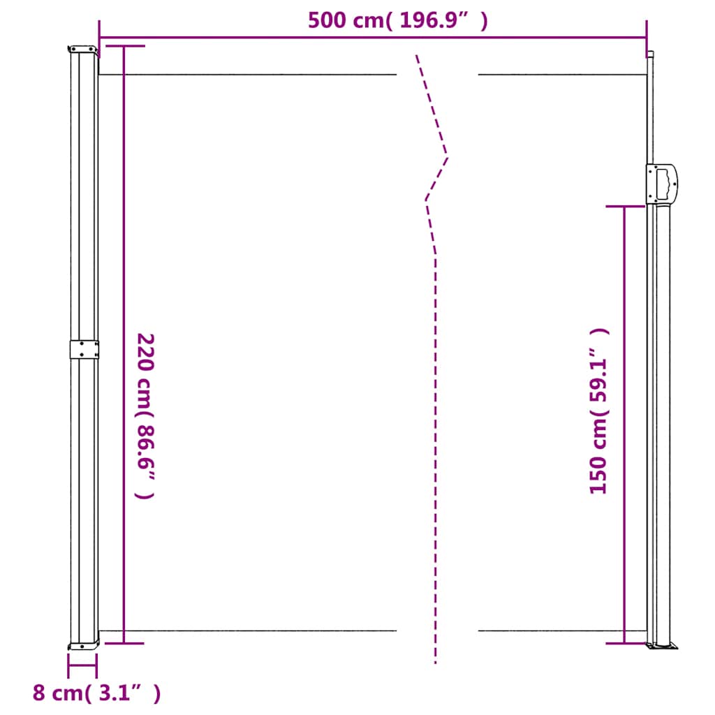 Σκίαστρο Πλαϊνό Συρόμενο Taupe 220 x 500 εκ. - Pakobazaar