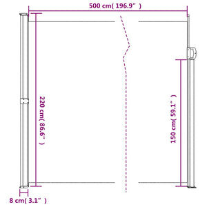 Σκίαστρο Πλαϊνό Συρόμενο Ανθρακί 220 x 500 εκ.