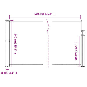 Σκίαστρο Πλαϊνό Συρόμενο Μαύρο 140 x 600 εκ. - Pakobazaar