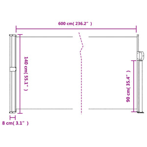 Σκίαστρο Πλαϊνό Συρόμενο Κόκκινο 140 x 600 εκ.